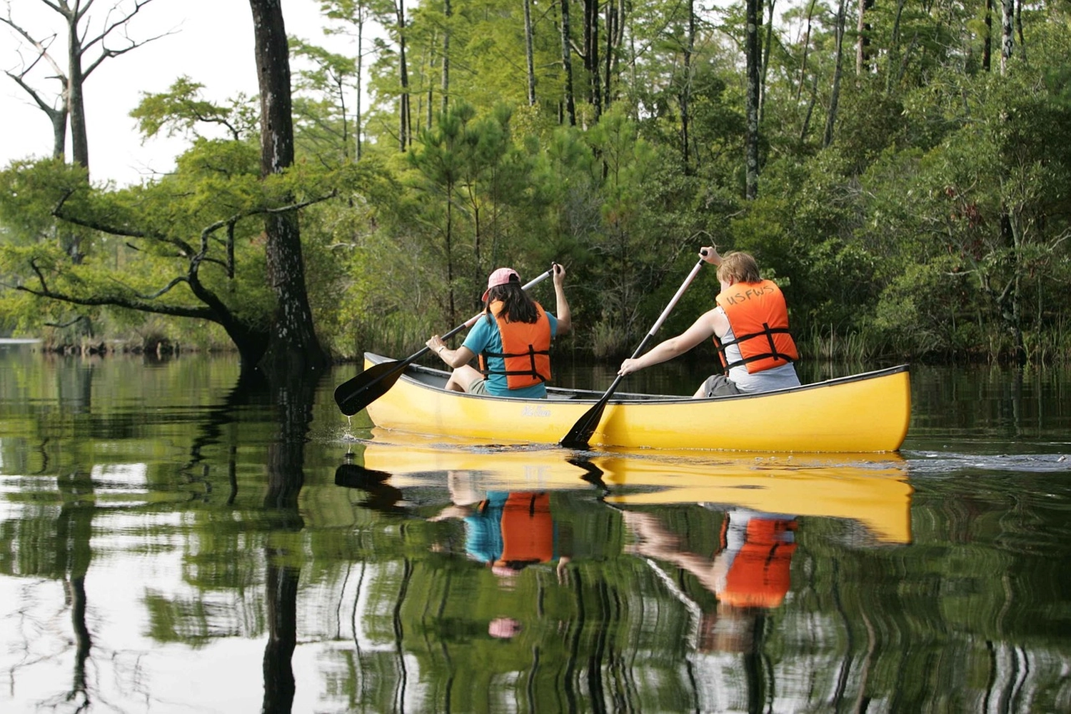 Boot im Waldfluss mit zwei Personen von Bike Lodge GmbH